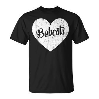 Bobcats School Sports Fan Team Spirit Mascot Cute Heart T-Shirt - Monsterry