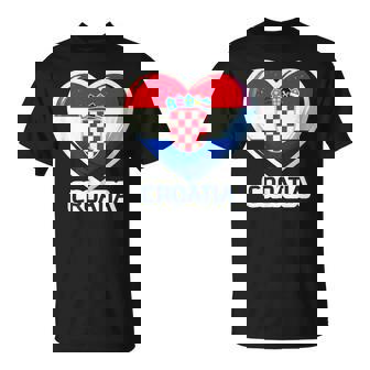 Bonita Bandera Patriótica Croata Con Corazón Y Abanico De Croacia Camiseta unisex - Regaloses