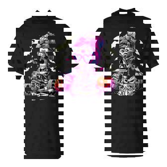 Boo-Jee Mama Spooky Season Skeleton Skull Coffee Halloween T-Shirt - Monsterry
