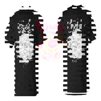 Bride Peonies Bouquet Shirt For Matching Wedding Party T-Shirt - Monsterry