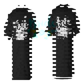 Bride Teal And Yellow Bouquet Shirt Matching Wedding Party T-Shirt - Monsterry