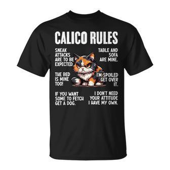 Calico Cat Rules Angry Feline Animal Pet Kawaii Calico Cat T-Shirt - Monsterry