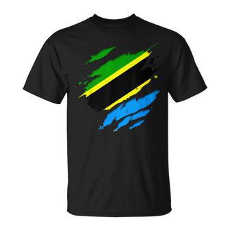 Camisas De Tanzania Orgullosas Bandera De Tanzania Desgarrada Camiseta unisex - Regaloses