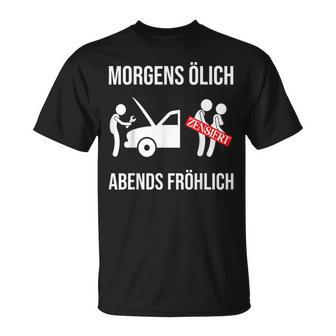 Car Mechanic Mechatronics Screwdriver Oil Evening Happy T-Shirt - Geschenkecke