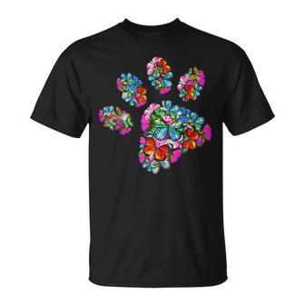 Cat Dog Mom Paw Print Of Butterfly Cat Or Dog Paw T-Shirt - Monsterry