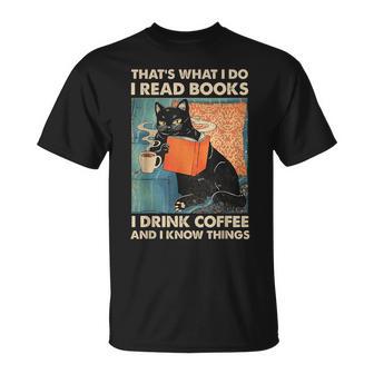 Cat Ich Lese Books Ich Trinke Kaffee Und Weiß Dinge T-Shirt - Geschenkecke