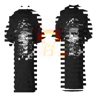Cat Pirate Halloween Costume Cat Lover Kitten Cats T-Shirt - Monsterry