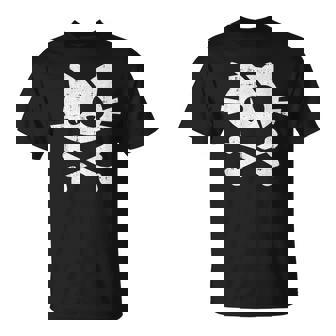 Cat Pirate Lazy Halloween Costume Kitten Skull Cross-Bones T-Shirt - Monsterry