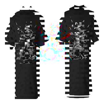 Cat Playing Drum Sunglasses Drummer Drumming Drummers T-Shirt - Monsterry