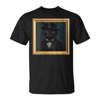 Chapeau Haut De Forme De Chatintage Avec Peinture À L'huile T-Shirt - Cadeauxyz