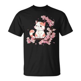 Chat Animaux Mignons Pour Enfants Kawaii Fleurs De Cerisier Chats T-Shirt - Cadeauxyz