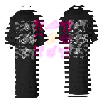 Cheer For Cure Football Pink Ribbon Breast Cancer Support T-Shirt - Monsterry