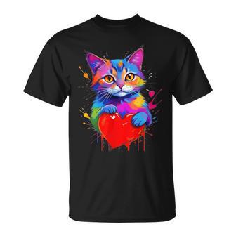 Chemise Pour Chat Graphique Coloré En Forme De Cœur De Chat T-Shirt - Cadeauxyz