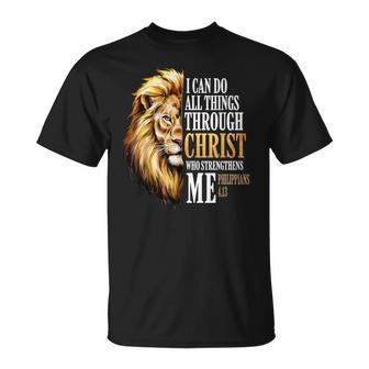 Christian Lion Faith I Can Do All Things Through Christ T-Shirt - Thegiftio UK