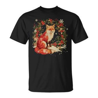 Christmas Vintage 90s Fox Woodland Animal Cottagecore T-Shirt - Monsterry