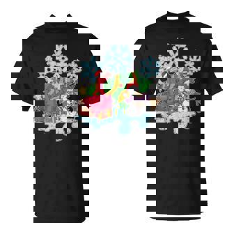 Christmas Zoo Animal Exotic Bird Snowman Snowflake Flamingo T-Shirt - Monsterry
