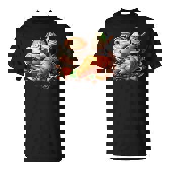 Coffee And Croissant T-Shirt - Monsterry