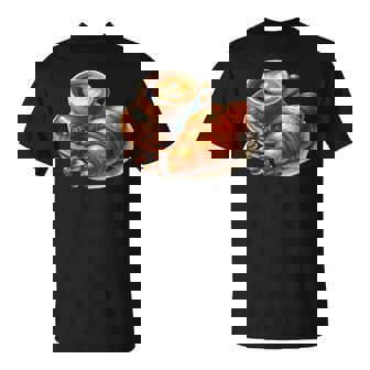 Coffee And Croissant T-Shirt - Monsterry