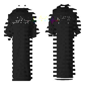 Colorful Heartbeat Cat Lover Animal Silhouette Cute Cat T-Shirt - Thegiftio UK