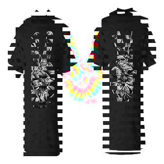 Cool Retro Tie Dye Peace Hand 1960S Hippie Peace Sign T-Shirt - Monsterry