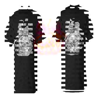 Coquette Pumpkin Patch Disco Ball Pumpkin Bow Aesthetic Girl T-Shirt | Seseable CA