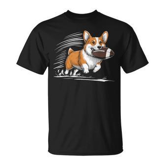 Corgi Hund Spielt Fußball Spieler Sport T-Shirt - Geschenkecke