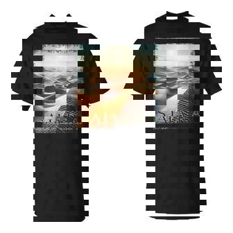 Coucher De Soleil Avec Grunge Dans Le Désert Du Sahara T-Shirt - Cadeauxyz