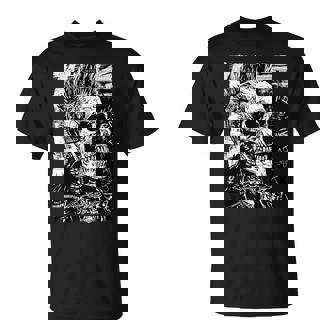 Crâne De Motard Graffitiintage Horreur Punk Crâne T-Shirt - Cadeauxyz