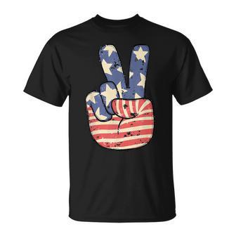 Cute America Peace American Flag Peace Sign Hand 4Th Of July T-Shirt - Monsterry AU