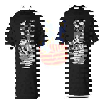 Cute America Peace American Flag Peace Sign Hand 4Th Of July T-Shirt - Monsterry