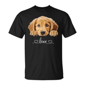 Cute Dog Graphic Love Golden Retriever Puppy Dog T-Shirt - Monsterry