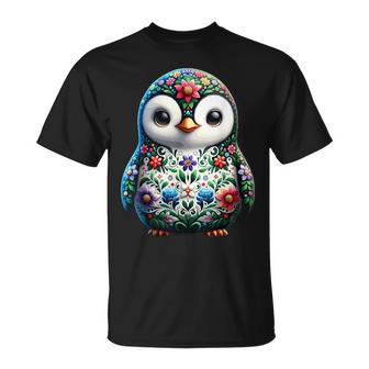 Cute Floral Aesthetic Penguin Lover Penguin T-Shirt | Seseable UK