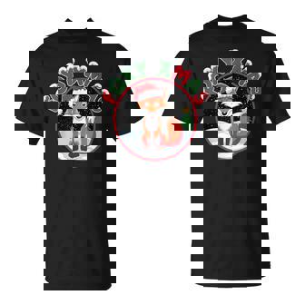 Cute Fox In Snow With Santa Hat Foxy Xmas T-Shirt - Monsterry