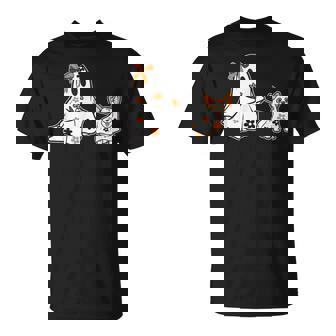 Cute Ghost With Corgi Boo Halloween Coquette Bow Corgi Mom T-Shirt - Thegiftio UK