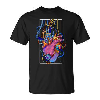 Cyborg Robot Heart Vaporwave Futuristic Cyberpunk Clothing T-Shirt - Thegiftio