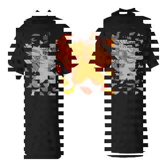 Dabbing Turkey Pilgrim Thanksgiving National Symbol Leg Day T-Shirt - Monsterry