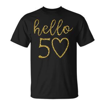 Damen Hello 50 Fifty Heart 50 Geburtstag 50 Jahre Alt T-Shirt - Geschenkecke