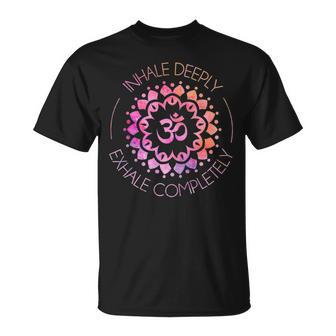 Damen Yoga Meditation Mandala Inhale Exhale Outfit T-Shirt - Geschenkecke