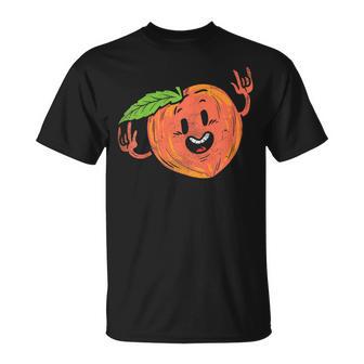 Dancing Peach Fruit Lover Veggie Dancer Vegan Dancing T-Shirt - Monsterry