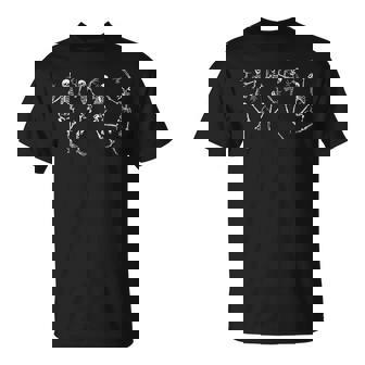 Dancing Skeletons Halloween Dance Of Death Macabre Skeleton T-Shirt - Monsterry
