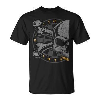 Dart Skull And Dartboard Retro Dart T-Shirt - Geschenkecke