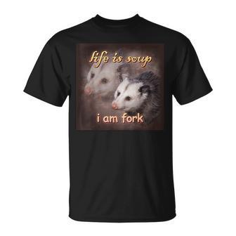 Das Leben Ist Suppe Ich Bin Gabel Opossum T-Shirt - Geschenkecke