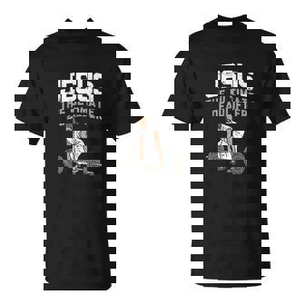 Deadlift Jesus Weightlifting Funny Workout Gym T-Shirt - Thegiftio