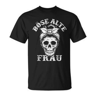 Evil Old Woman Messy Bun Skull T-Shirt - Geschenkecke