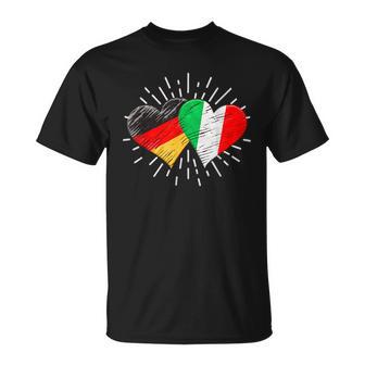 Deutschland Italien Freundschaft Herz German Italian T-Shirt - Seseable