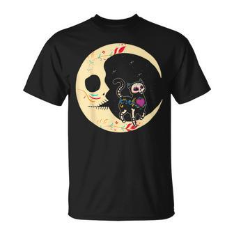 Dia De Los Muertos Cat & Moon Sugar Skull T-Shirt - Geschenkecke