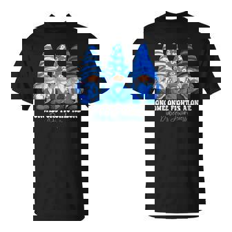 Diabetes Awareness Month Blue Ribbon Gnomies Support T-Shirt - Monsterry
