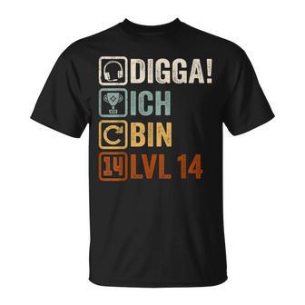 Digga Ich Bin 14 Jahre 14Th Birthday Boy Gamer T-Shirt - Geschenkecke