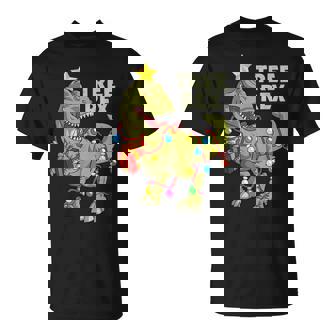 Dinosaurio De Navidad Niños Niños Hombres Luces De Navidad Árbol Rex Camiseta unisex - Regaloses