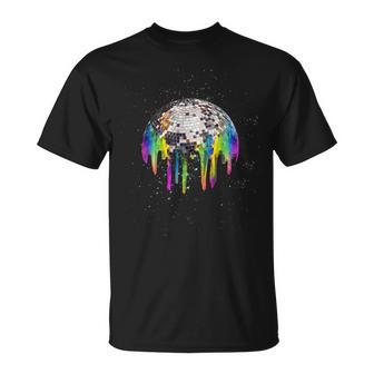 Discoball Rainbow Drip Melt Im Space T-Shirt - Geschenkecke